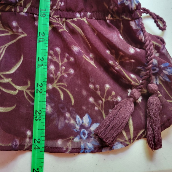 American Eagle Sheer Floral Top Fairy Core Ruffles Festival Summer Boho-M - Picture 8 of 8